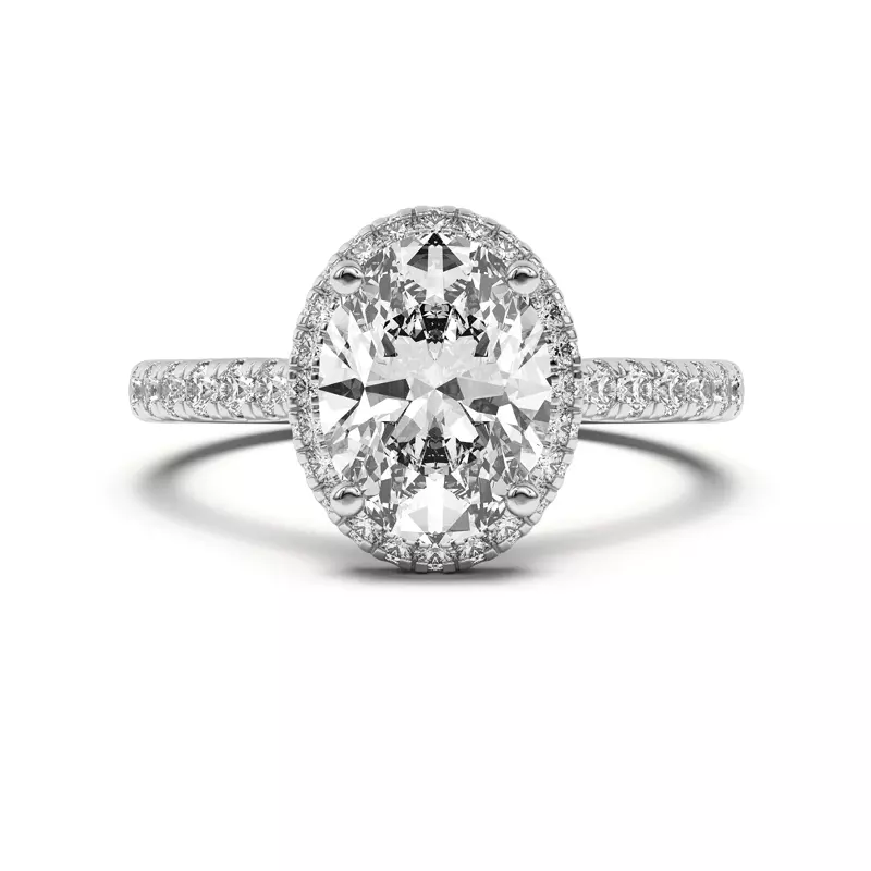 Platinum Estelle Classic Pavé Cathedral Halo Engagement Ring