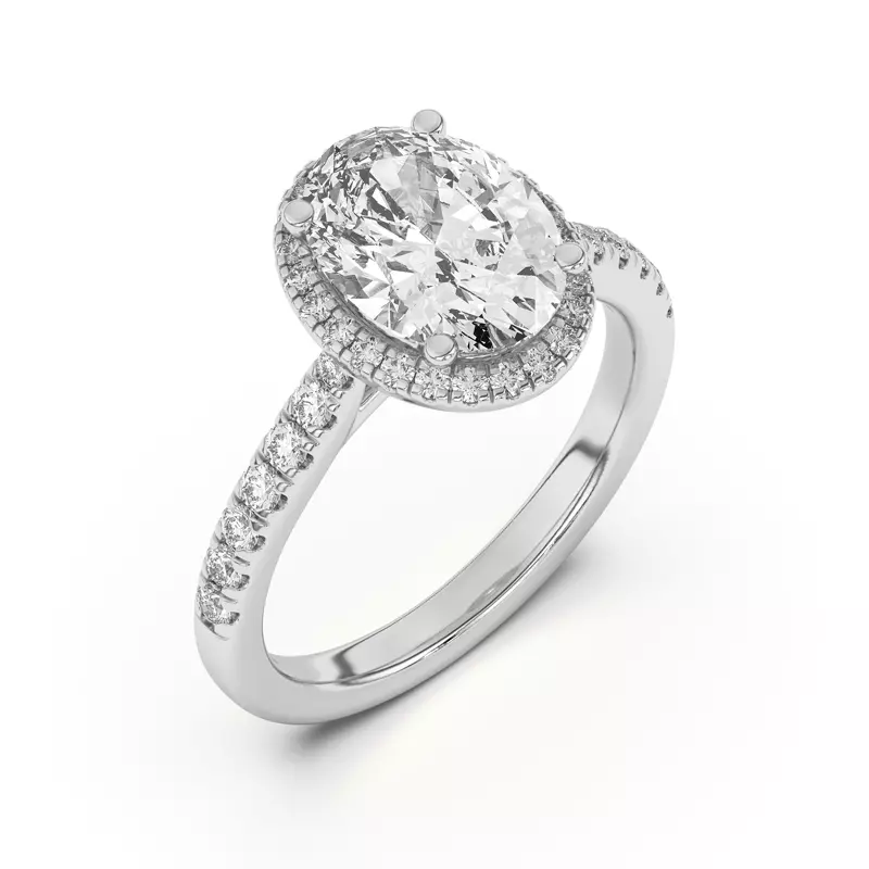 Platinum Estelle Classic Pavé Cathedral Halo Engagement Ring