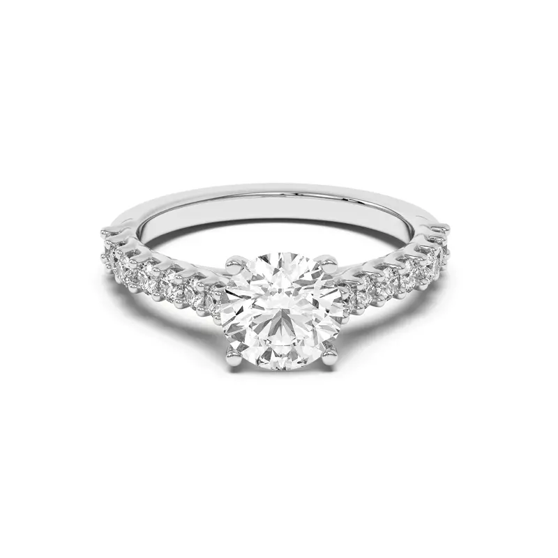 14K White Gold Wave Prong Pavé Engagement Ring