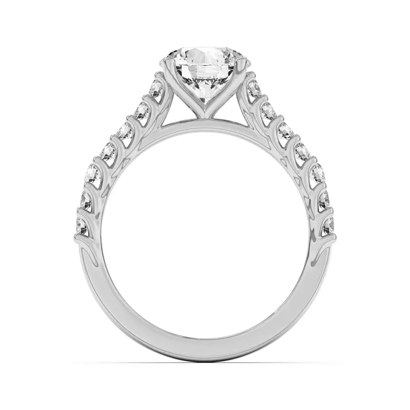 14K White Gold Wave Prong Pavé Engagement Ring