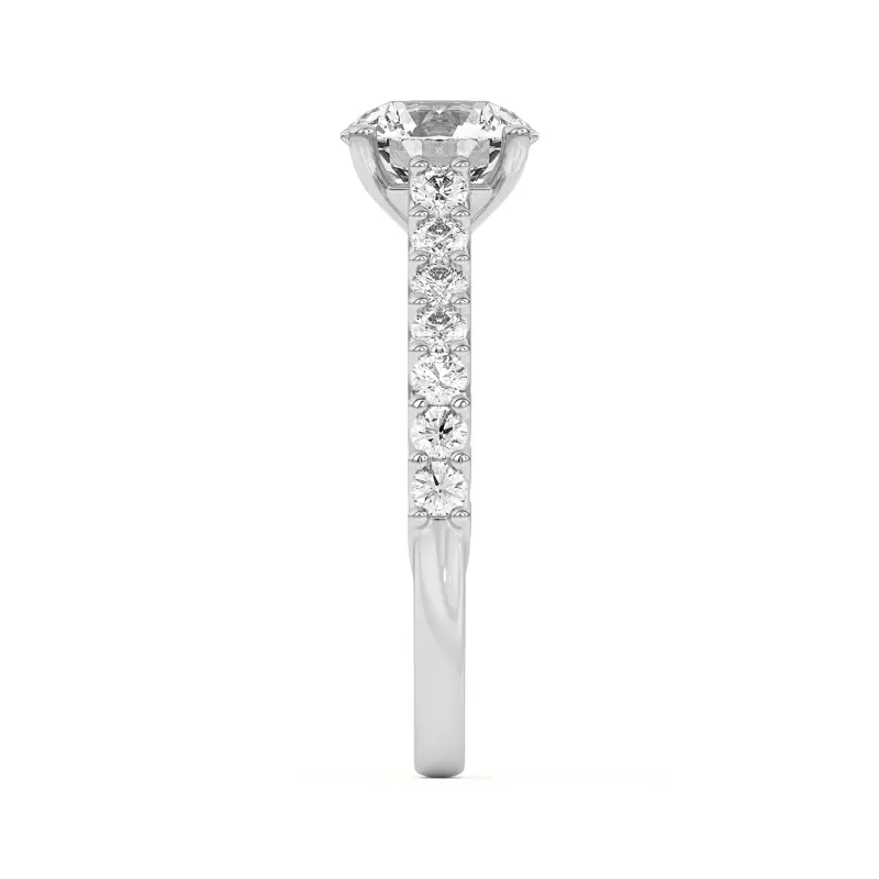 14K White Gold Wave Prong Pavé Engagement Ring