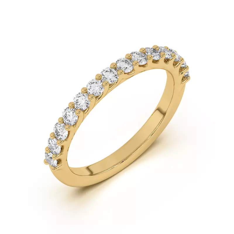 14K Yellow Gold Wave Prong Pavé Band