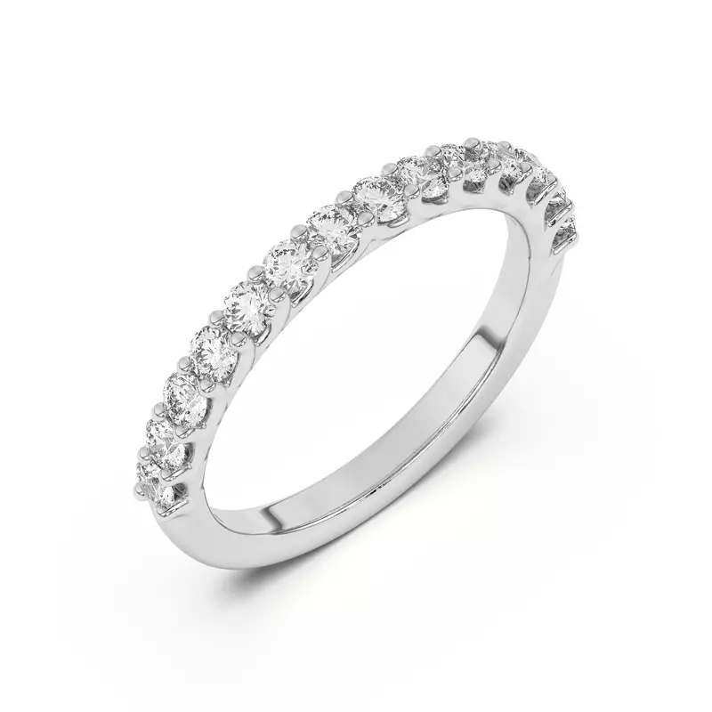Platinum Wave Prong Pavé Band