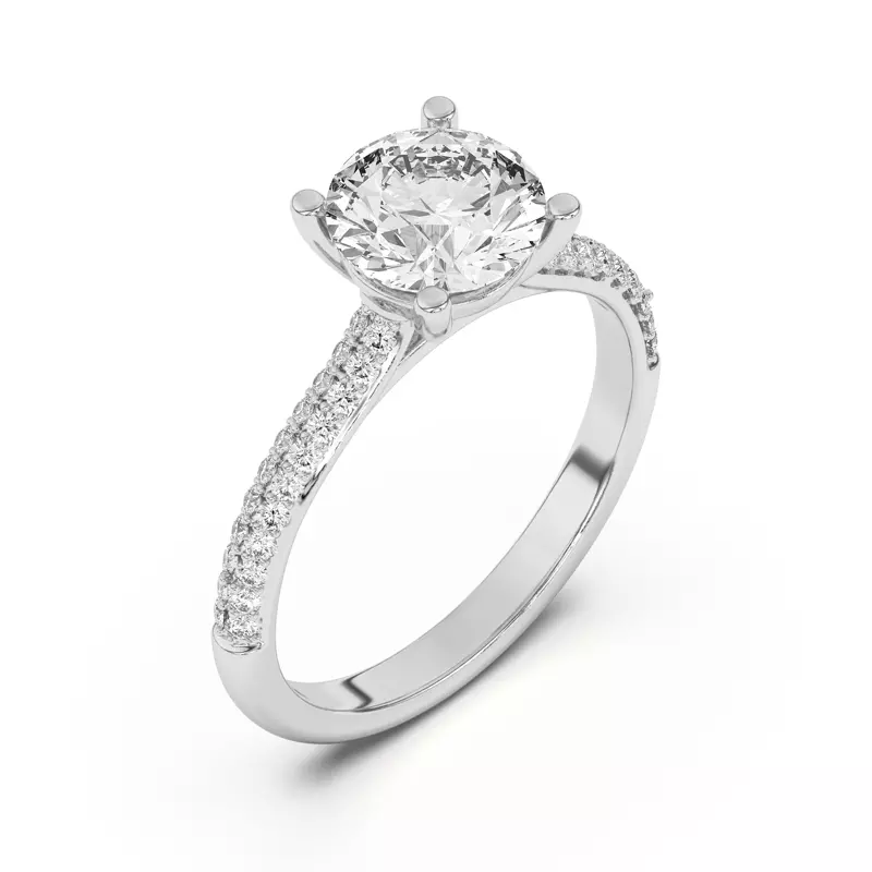 14K White Gold Ingrid Double Row Pavé Engagement Ring