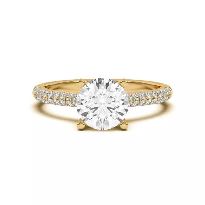 14K Yellow Gold Ingrid Double Row Pavé Engagement Ring