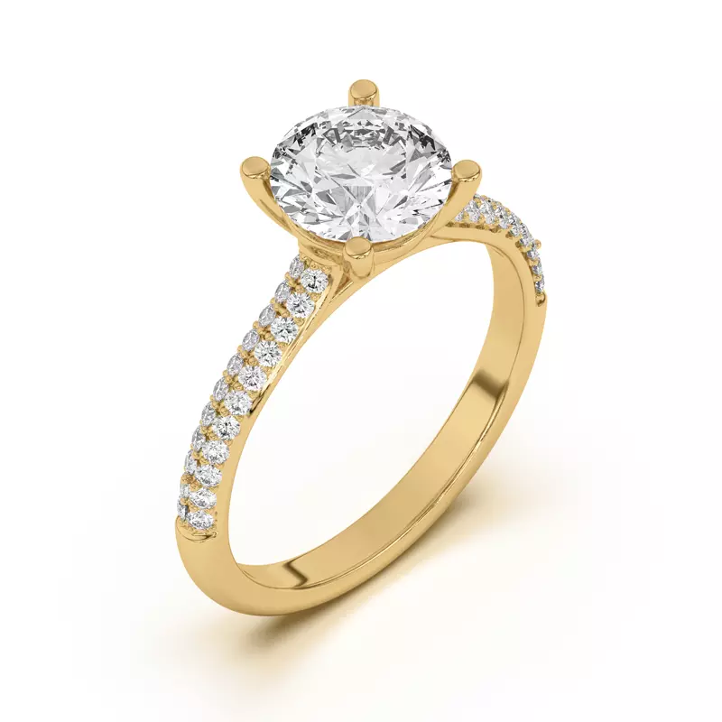 14K Yellow Gold Ingrid Double Row Pavé Engagement Ring