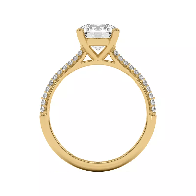 14K Yellow Gold Ingrid Double Row Pavé Engagement Ring