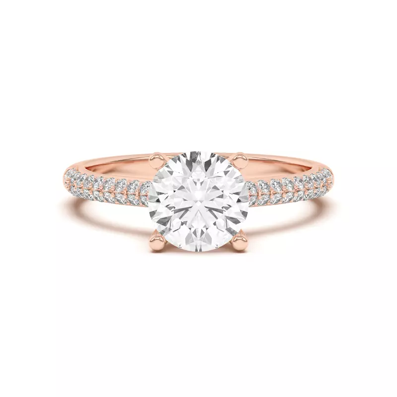 18K Rose Gold Ingrid Double Row Pavé Engagement Ring