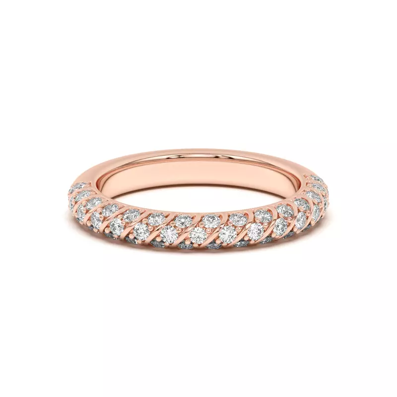 14K Rose Gold Madeline Pavé Trio Striped Band
