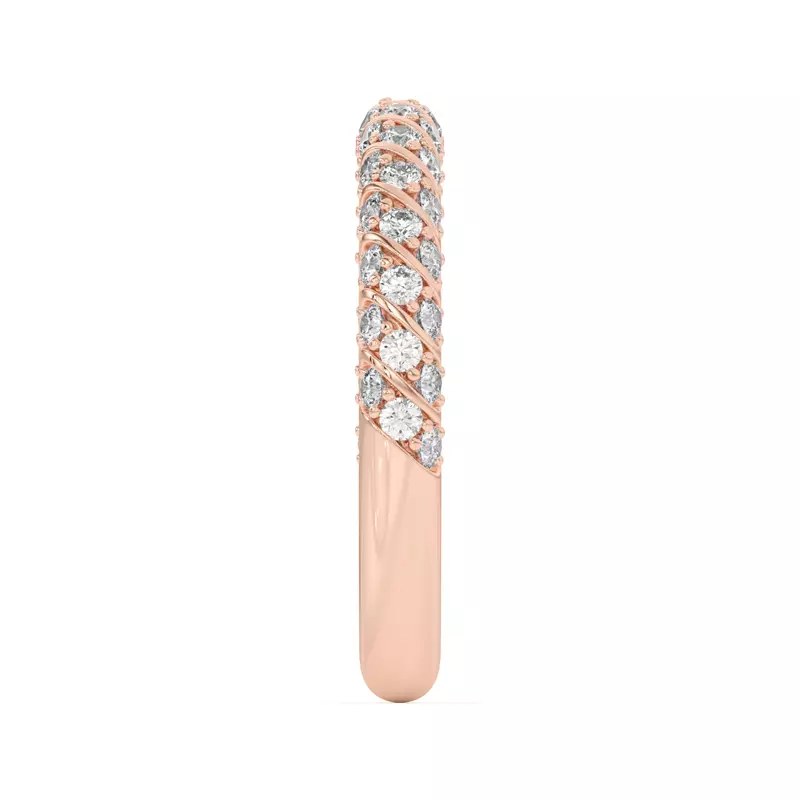 14K Rose Gold Madeline Pavé Trio Striped Band