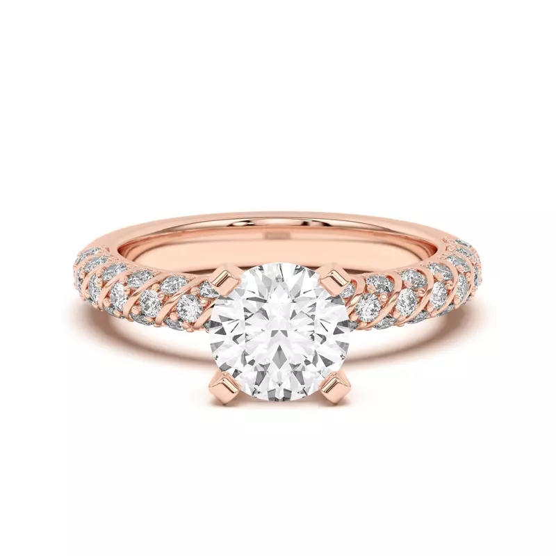 18K Rose Gold Madeline Pavé Trio Striped Engagement Ring