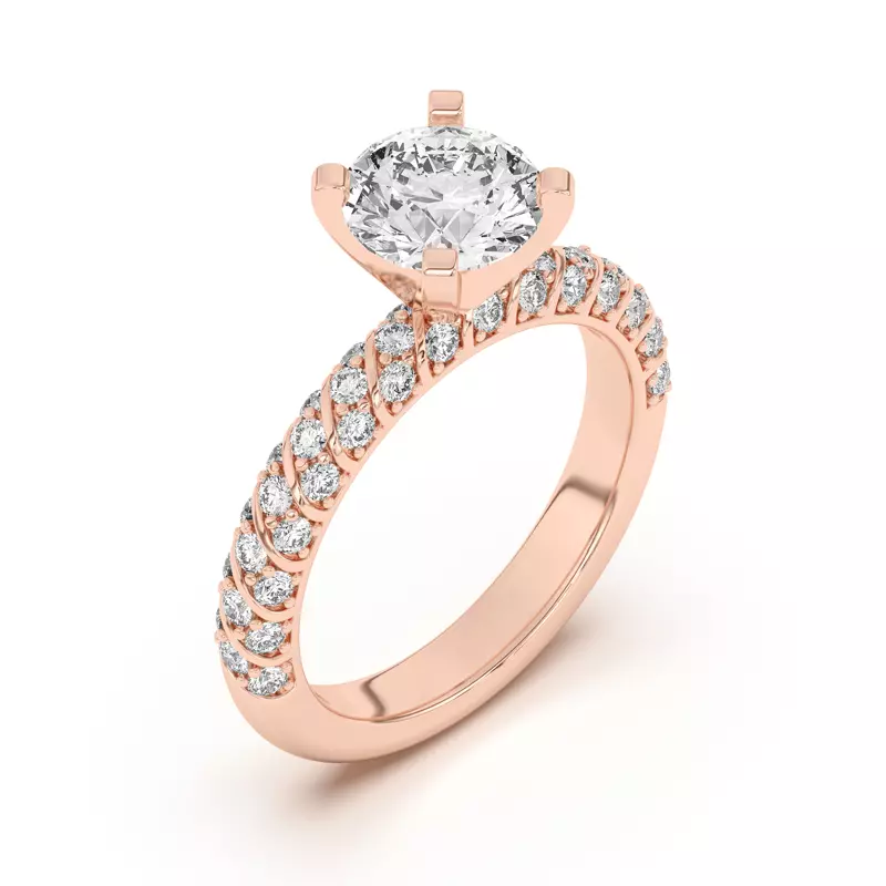 18K Rose Gold Madeline Pavé Trio Striped Engagement Ring