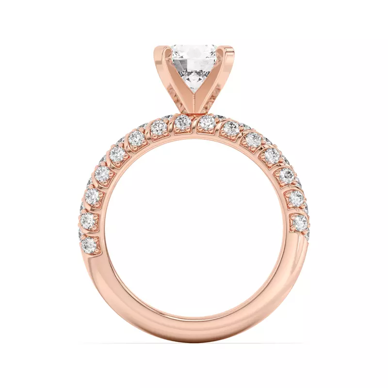 18K Rose Gold Madeline Pavé Trio Striped Engagement Ring