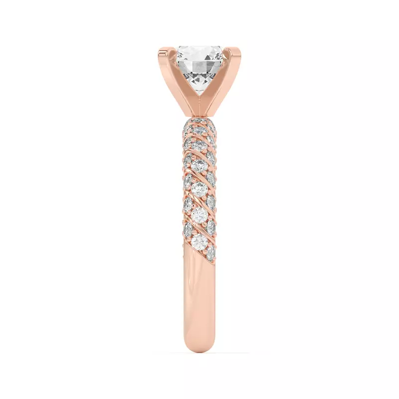18K Rose Gold Madeline Pavé Trio Striped Engagement Ring