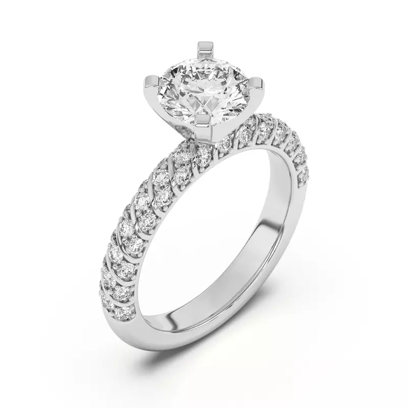 Platinum Madeline Pavé Trio Striped Engagement Ring