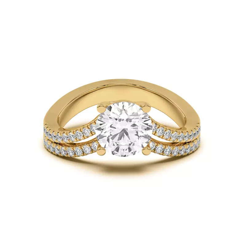 14K Yellow Gold Nadine Double Pavé Row Floating Engagement Ring