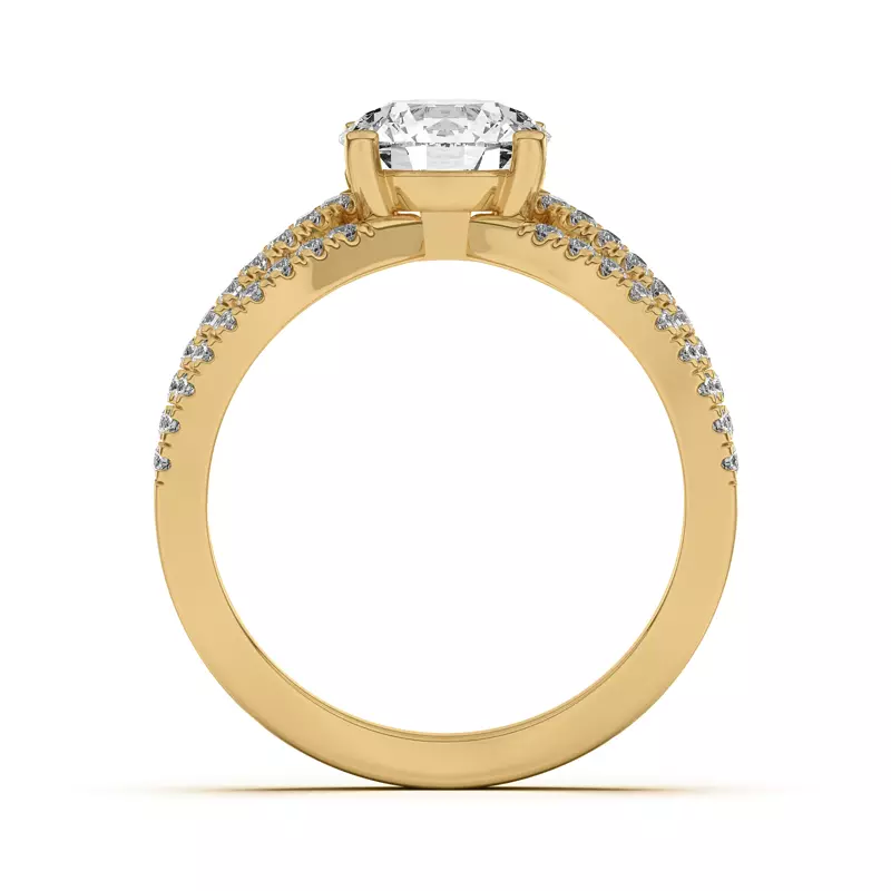 14K Yellow Gold Nadine Double Pavé Row Floating Engagement Ring