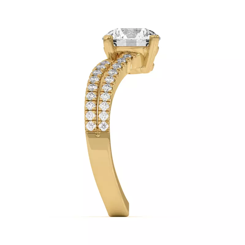 14K Yellow Gold Nadine Double Pavé Row Floating Engagement Ring