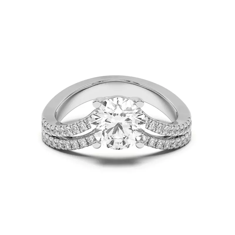 Platinum Nadine Double Pavé Row Floating Engagement Ring