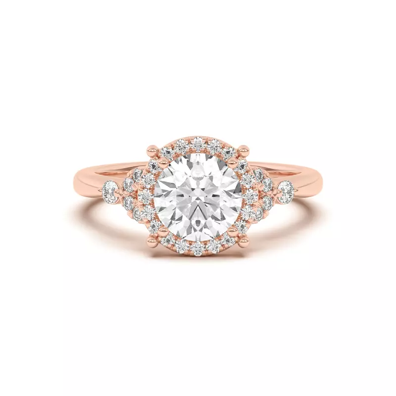 Portia Halo Petal Accent Engagement Ring
