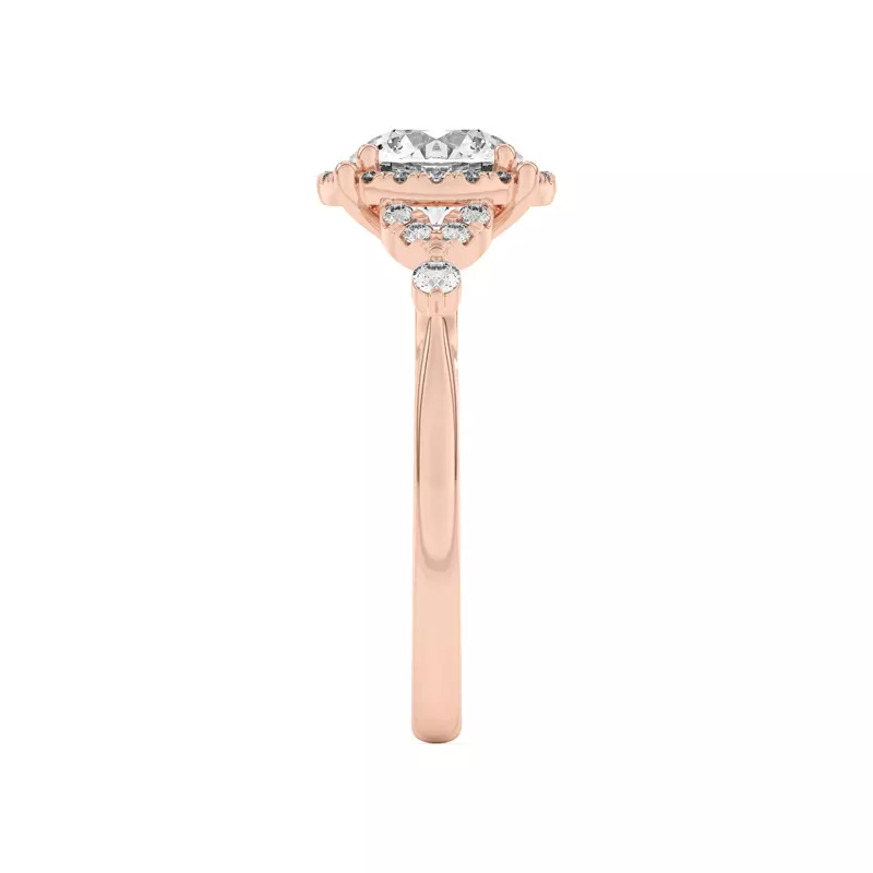 18K Rose Gold Portia Halo Petal Accent Engagement Ring