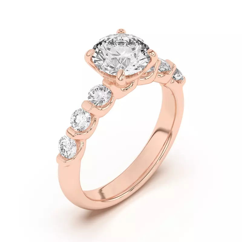 14K Rose Gold Uma Graduated Diamond Engagement Ring