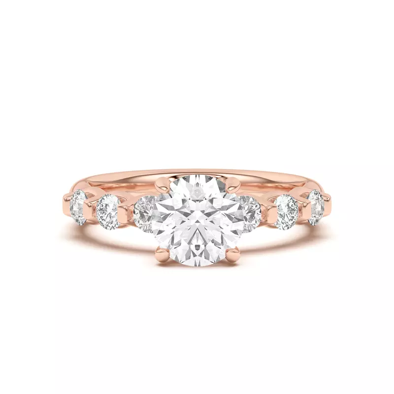 14K Rose Gold Uma Graduated Diamond Engagement Ring