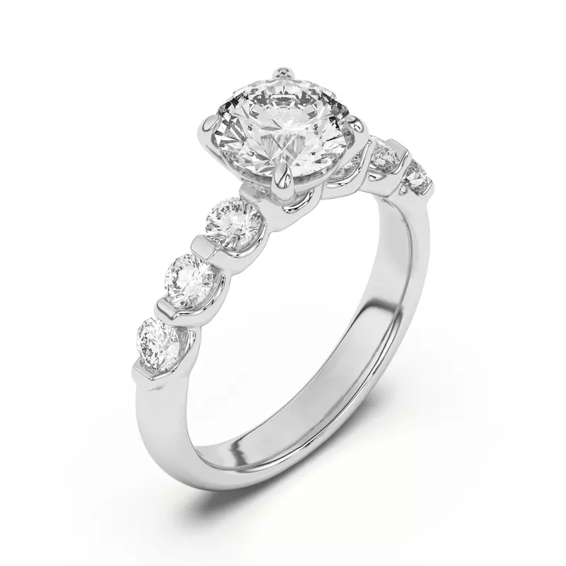 18K White Gold Uma Graduated Diamond Engagement Ring
