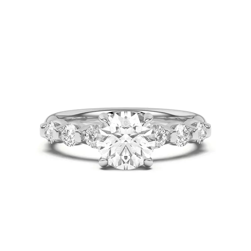 18K White Gold Uma Graduated Diamond Engagement Ring