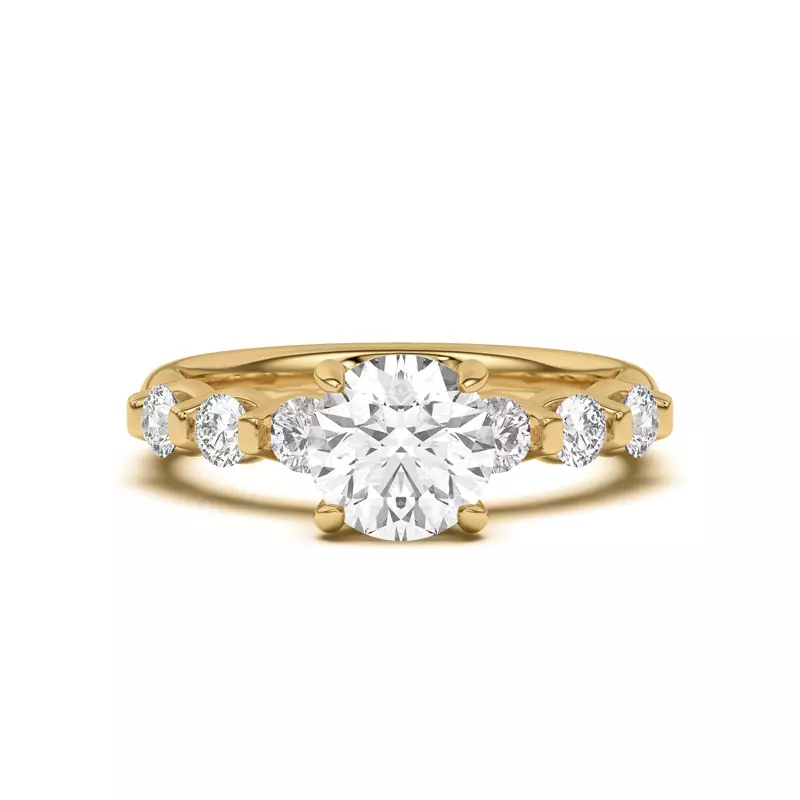 18K Yellow Gold Uma Graduated Diamond Engagement Ring
