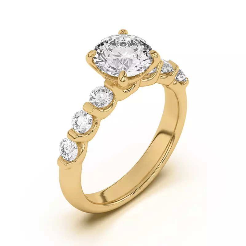 18K Yellow Gold Uma Graduated Diamond Engagement Ring