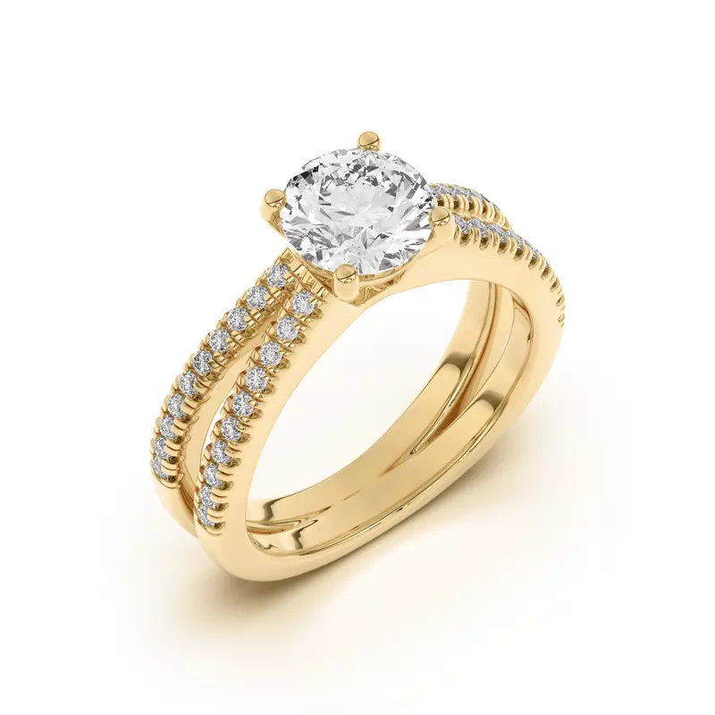 14K Yellow Gold Bree Split Shank Pavé Engagement Ring
