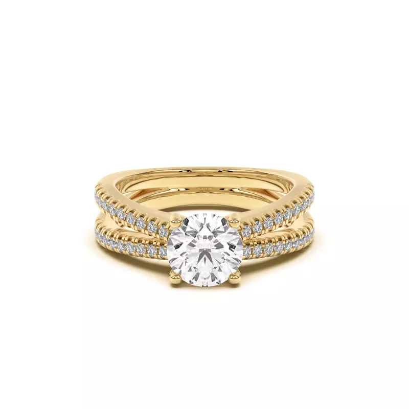 14K Yellow Gold Bree Split Shank Pavé Engagement Ring