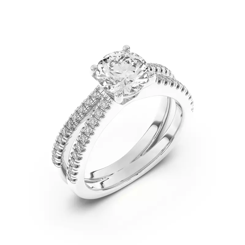 18K White Gold Bree Split Shank Pavé Engagement Ring
