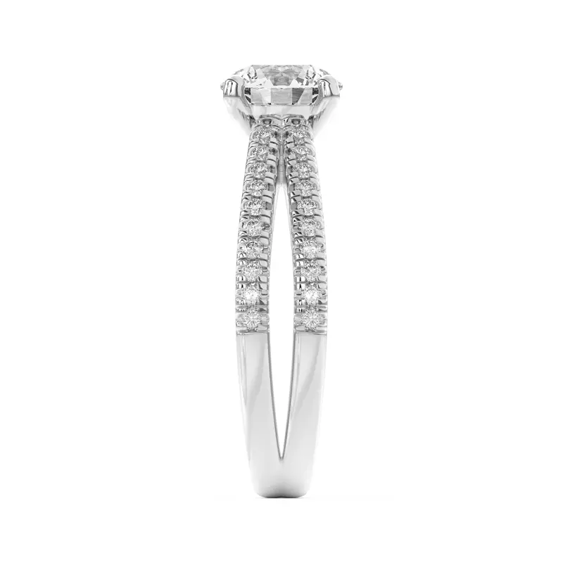 18K White Gold Bree Split Shank Pavé Engagement Ring