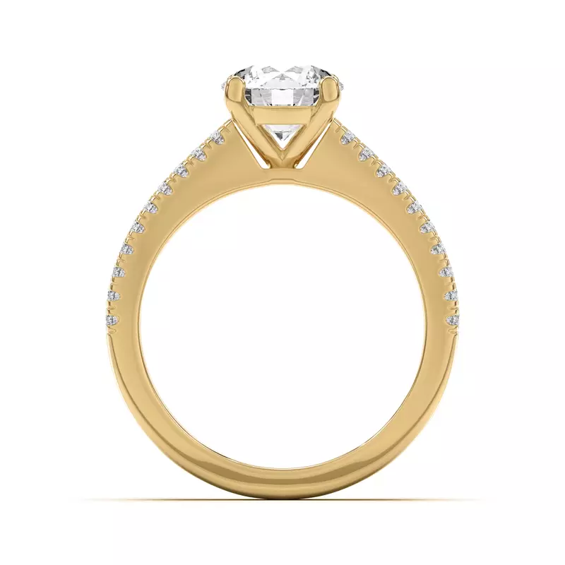 18K Yellow Gold Bree Split Shank Pavé Engagement Ring