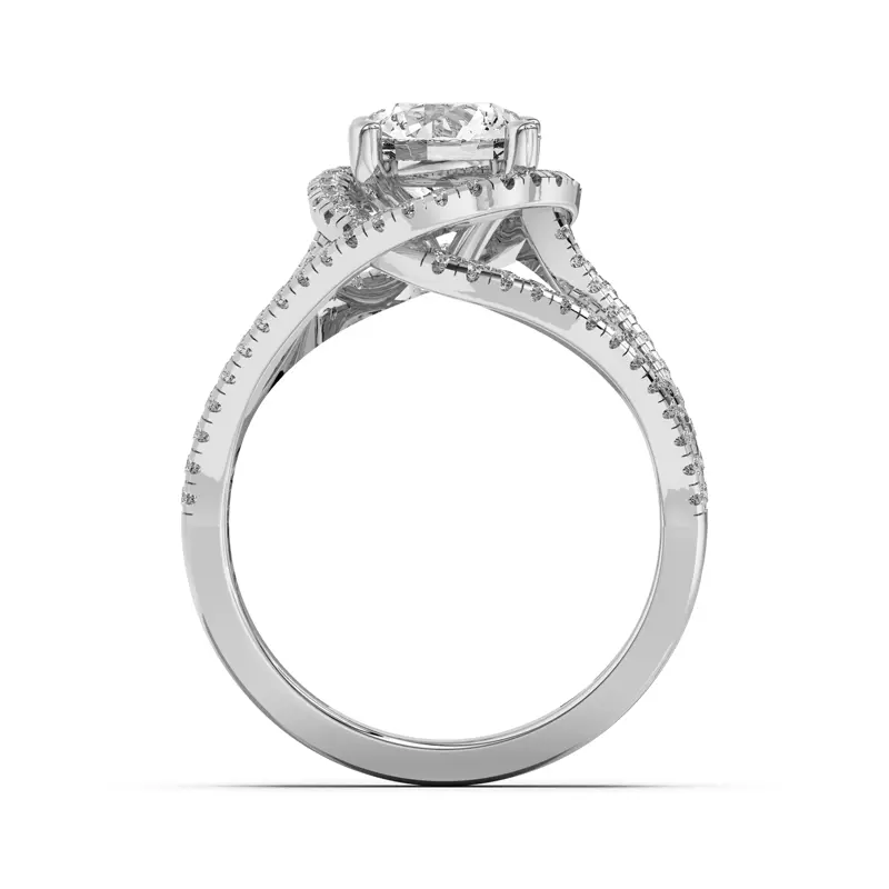 14K White Gold Liana Multistrand Swirling Halo Engagement Ring