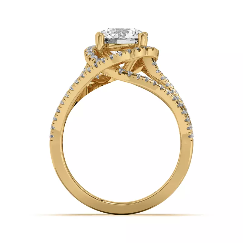 14K Yellow Gold Liana Multistrand Swirling Halo Engagement Ring