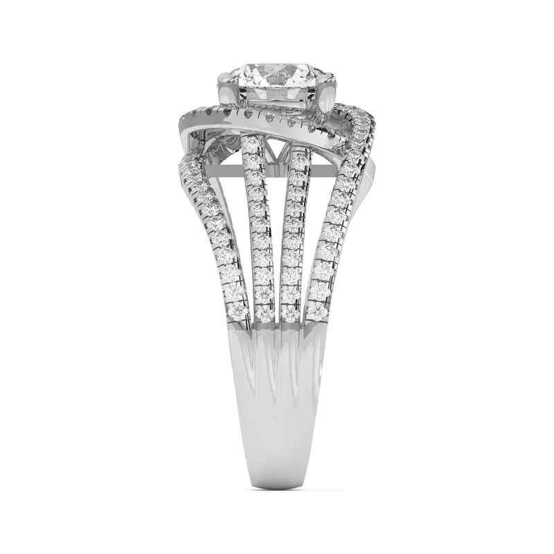 Platinum Liana Multistrand Swirling Halo Engagement Ring