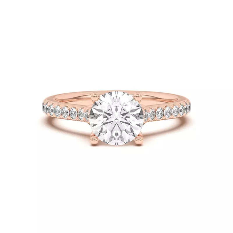 14K Rose Gold Coraline Scroll Prong Pavé Engagement Ring