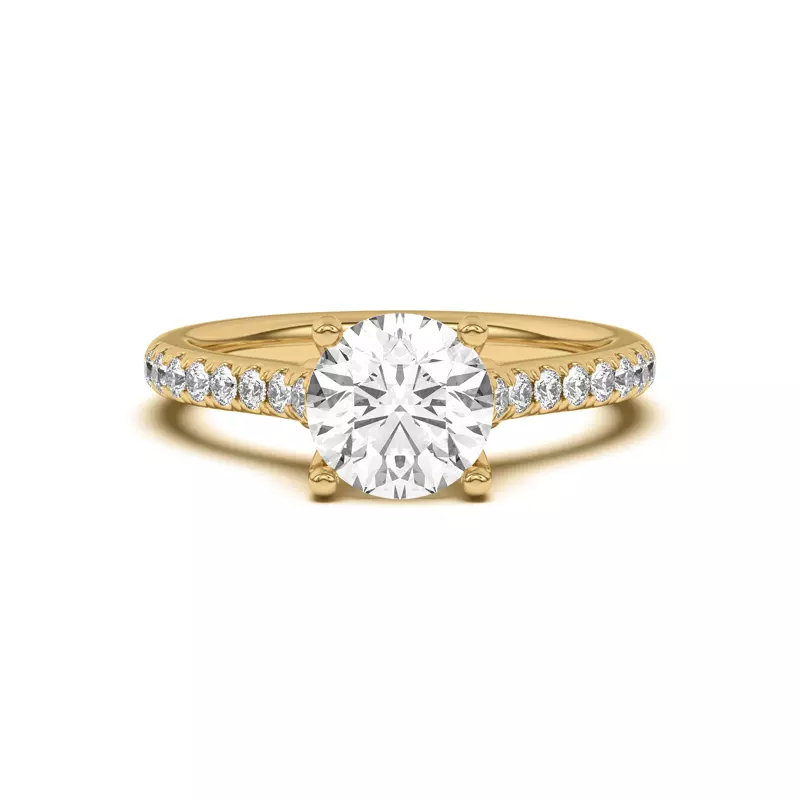 18K Yellow Gold Coraline Scroll Prong Pavé Engagement Ring