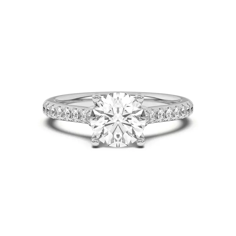 Platinum Coraline Scroll Prong Pavé Engagement Ring