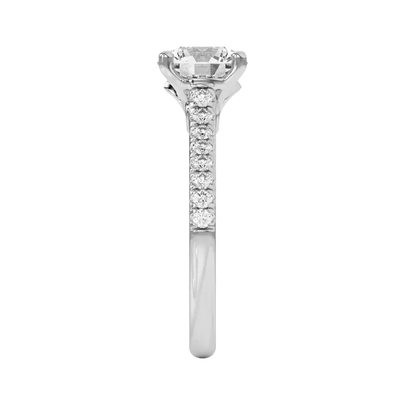 Platinum Coraline Scroll Prong Pavé Engagement Ring