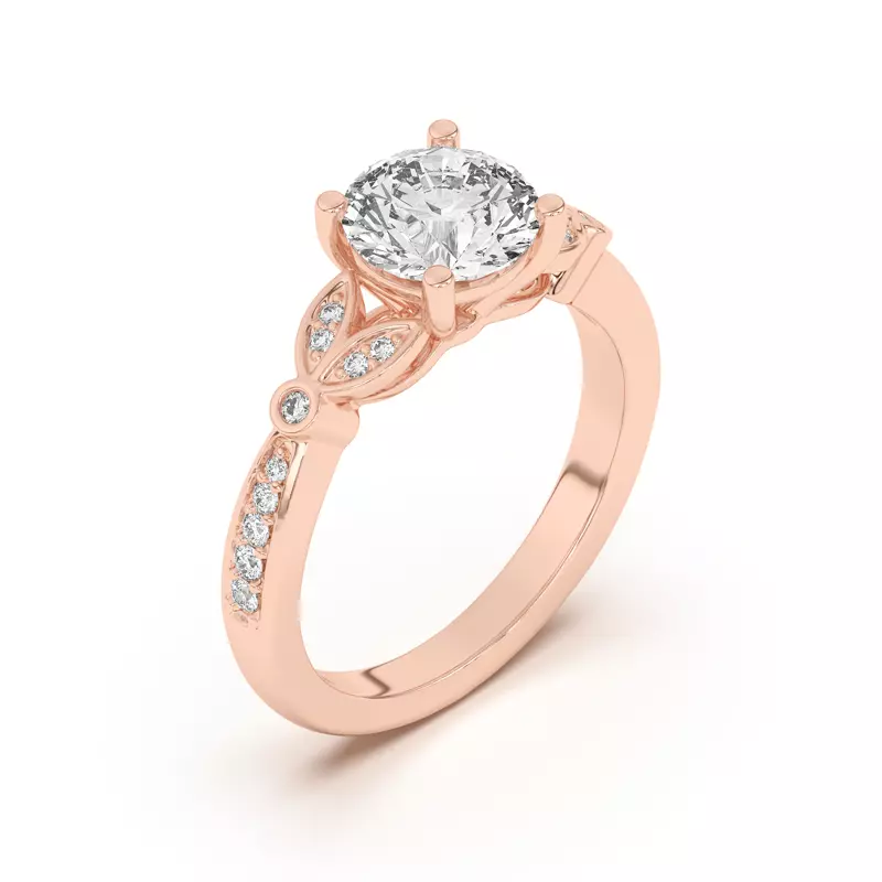 14K Rose Gold Fernanda Leaf Engagement Ring