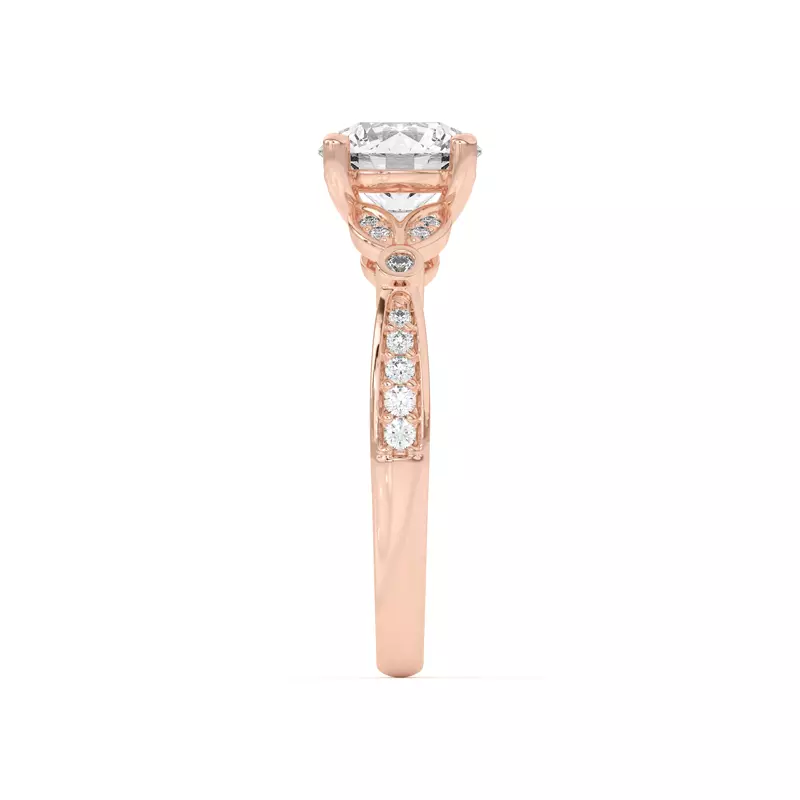 14K Rose Gold Fernanda Leaf Engagement Ring