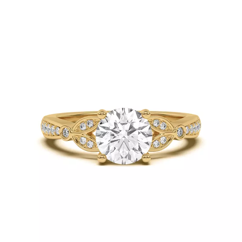 14K Yellow Gold Fernanda Leaf Engagement Ring