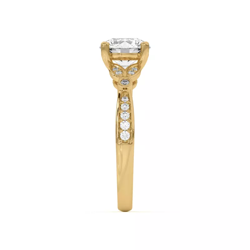 14K Yellow Gold Fernanda Leaf Engagement Ring
