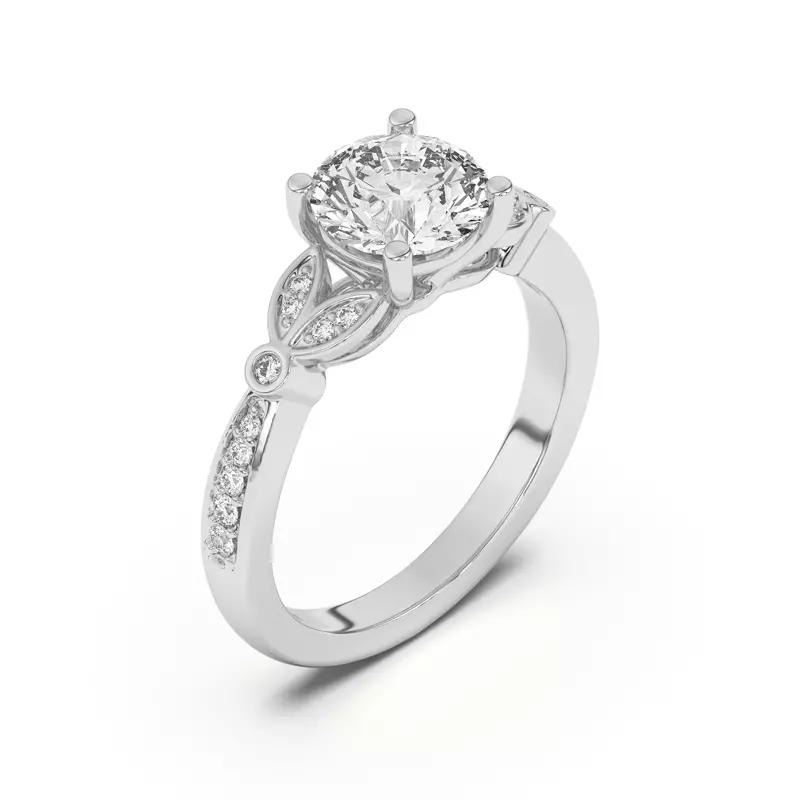 Platinum Fernanda Leaf Engagement Ring