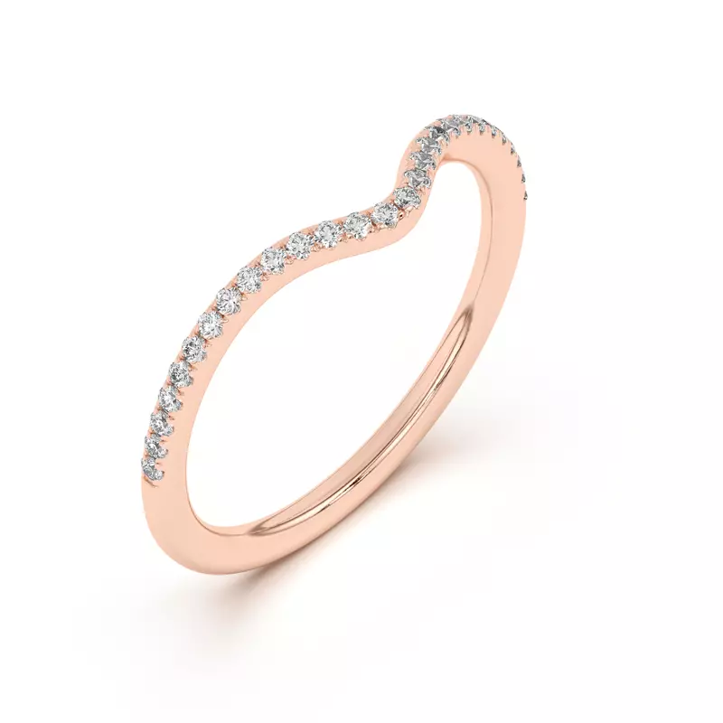 14K Rose Gold Andra Curved Pavé Band
