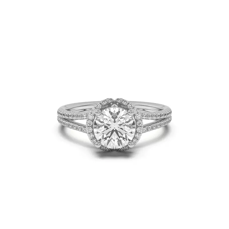 14K White Gold Andra Folded Halo Engagement Ring